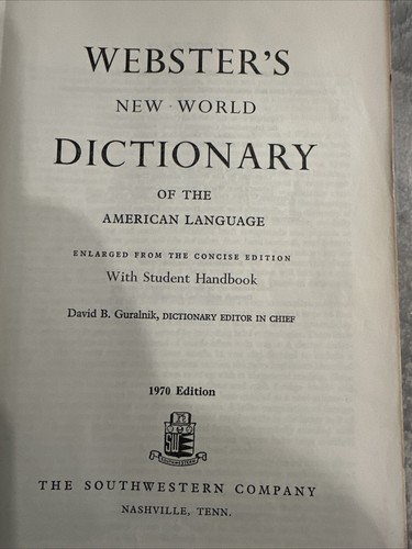 Webster's New World Dictionary of the American Language 1969 W/student Handbook - 第 8/15 張圖片