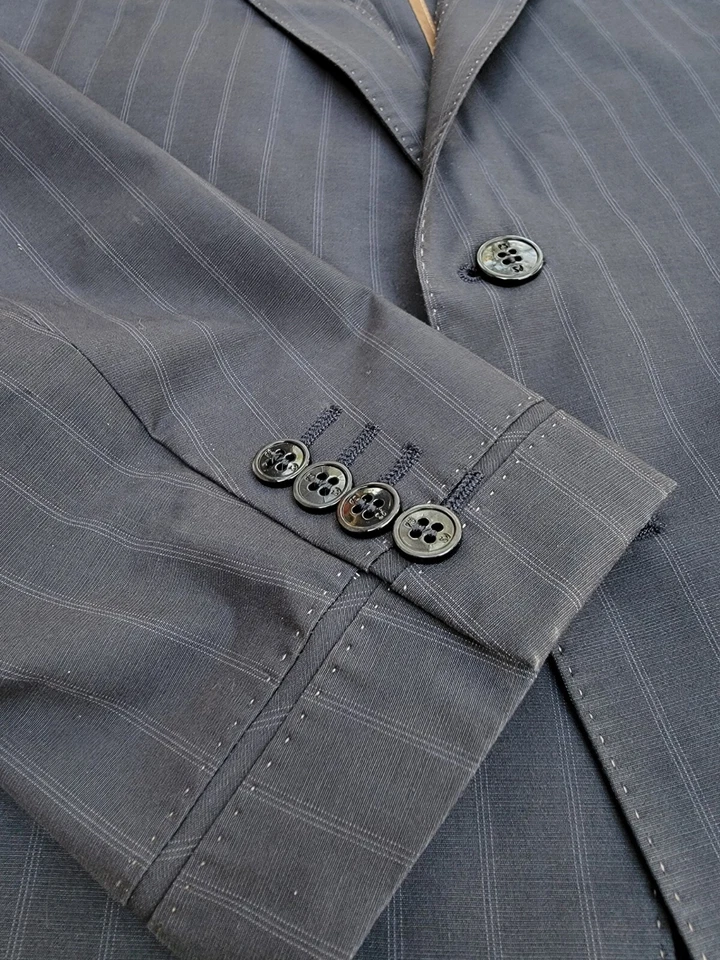 Mens PAUL SMITH Blazer Navy Blue Pinstripe Cotton Blend Jacket Size 46 R - Image 3 of 4