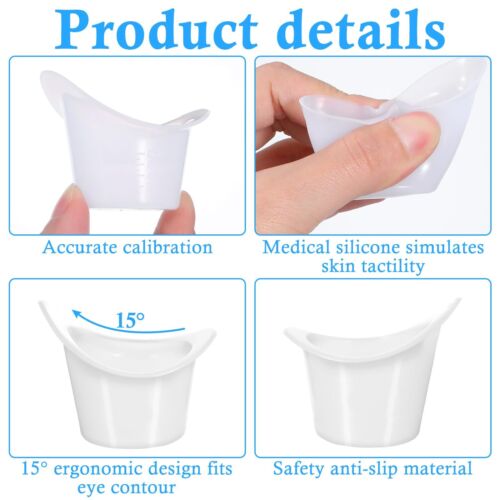 2 Pcs Reusable Silicone Eye Wash Cups, Portable Eye Rinse Kit with Storage for - Picture 6 of 7