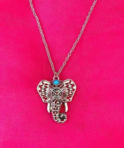 Elephant Necklace Silver Womens Chain 