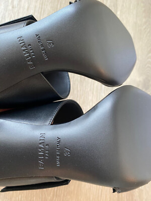 BALMAIN 37 ピンヒール Sync patent leather stilettos with pointed toe black black
