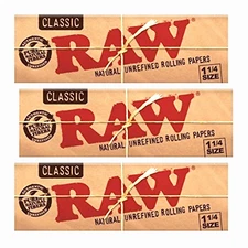 3x Raw 1 1/4 Rolling Papers Classic Unrefined 50 LVS/PK 3 Packs *USA SHIPPED*