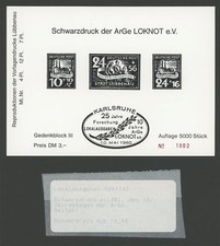 LOKALAUSGABEN L&Uuml;BBENAU SCHWARZDRUCK 1980 ArGe LOKNOT KARLSRUHE Stp SCHWARZ m1081