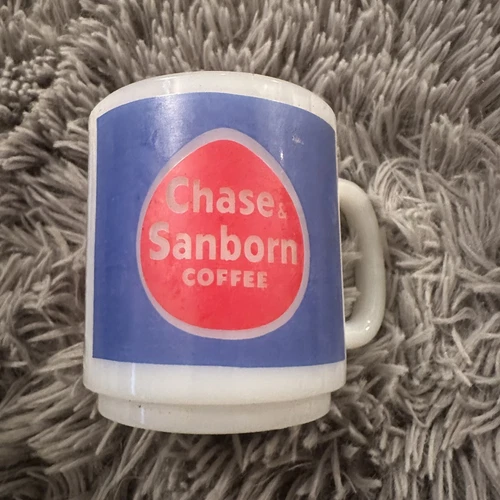 Vintage Chase & Sanborn D Handle Milk Glass Coffee Mug