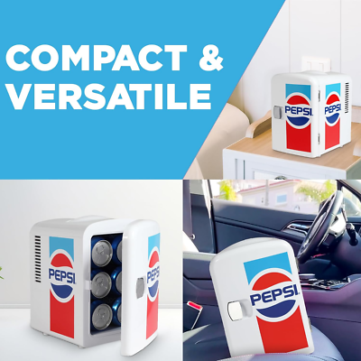 MIS138PEP Pepsi Retro Logo, Mini Portable Compact Personal Fridge