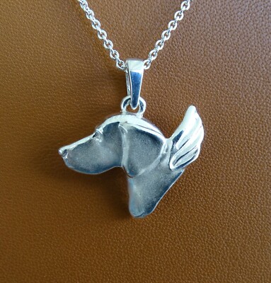 Large Sterling Silver German Shorthaired Pointer Angel Pendant