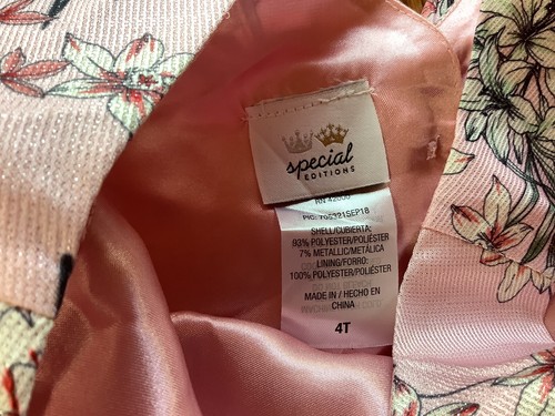 Special Editions Girls Pink Floral Dress Size 4T Gently Used - Picture 2 of 6