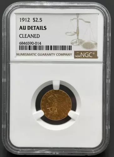 1912 P $2.5 Gold Indian Head Quarter Eagle, NGC Almost Uncirculated