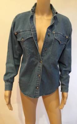 GIANNI VERSACE MEDIUM BLUE DENIM SEXY SHIRT SZ 38 | eBay