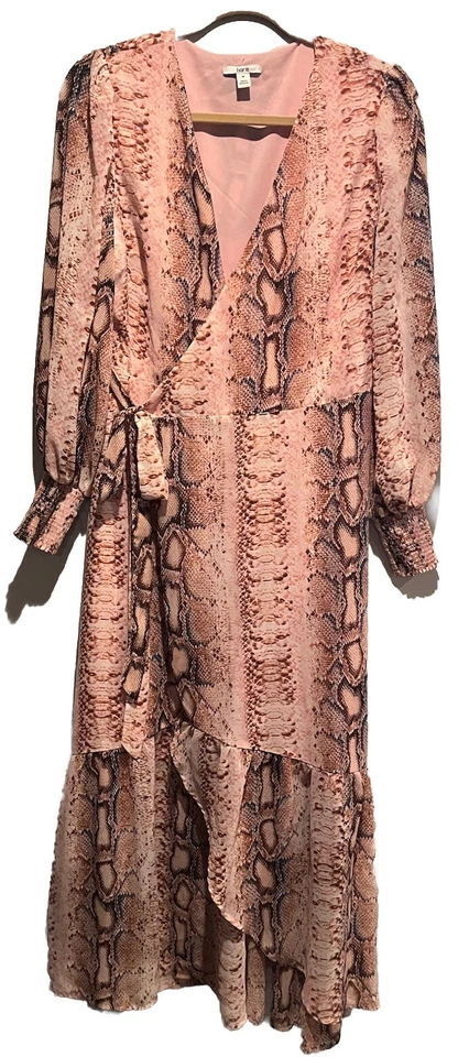 Vestido Bar III, estampado de serpiente, largo midi, manga larga, talla mediana Foto 2 de 4