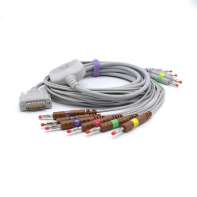  Nihon Kohden BJ-902D Compatible 10 leads EKG Cable 4.0 Banana 15pin IEC