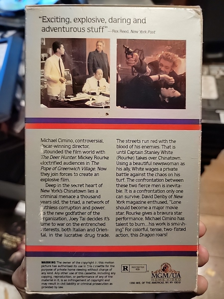 イヤー・オブ・ザ・ドラゴン('85米) Year Of The Dragon 1985 VHS Rare Hard To Find Original Release Big