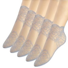 Gray Lace Ankle Socks For Women - 5Pairs ruffle socks women - Fishnet Ankle W...