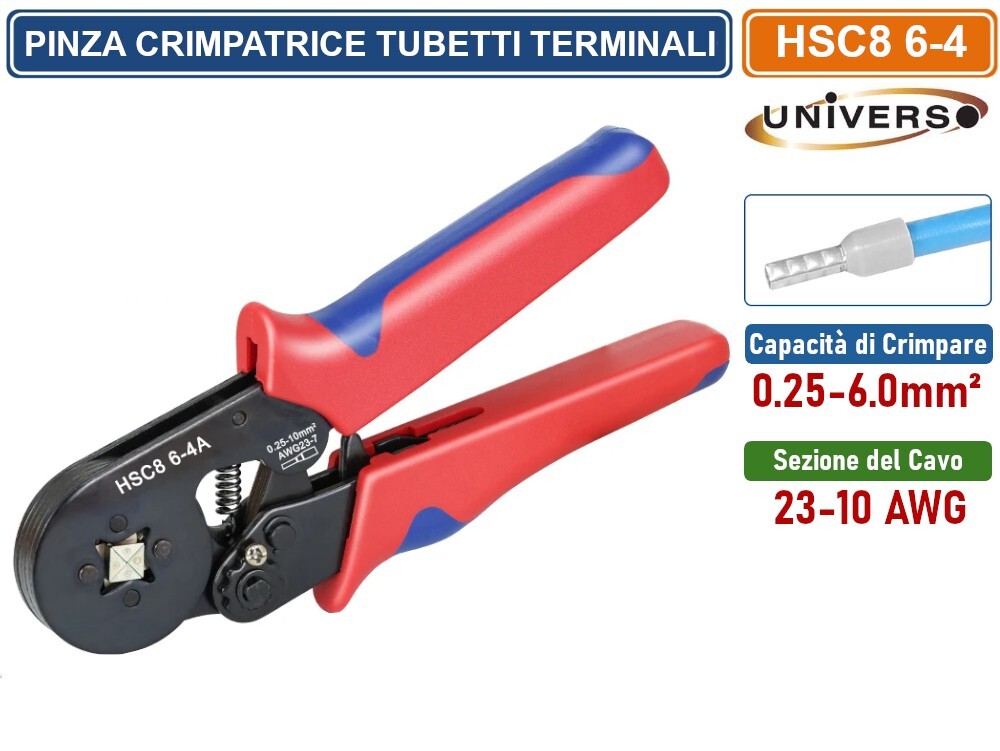 Pinza Crimpare A Cricchetto Per Capicorda Con 1200 Terminali 2.5-6.0 - Foto 13