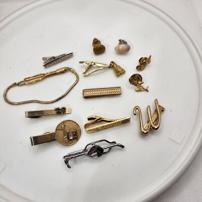 Vintage Lot Men's Jewelry Tie Tacks, pins Swank Leavens Sophos Robbins