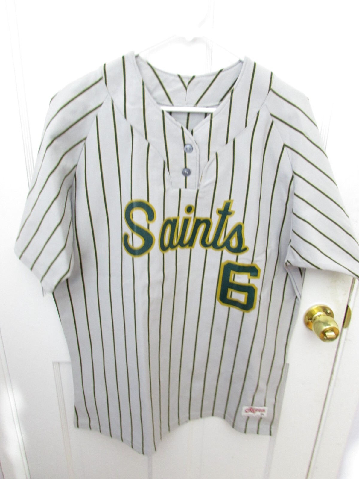 VTG SAINTS Ripon Baseball XL Jersey Mens 6 Pinstripe Button Up Athletic USA