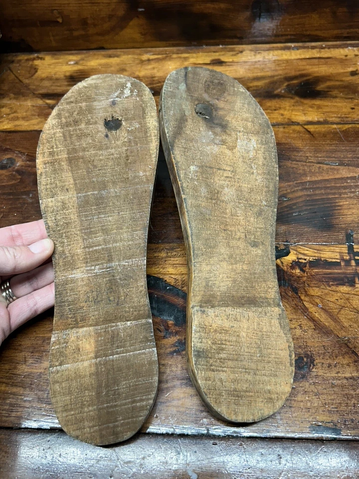 Paduka Shoe Sandal Indian Hand Carved Wood Paduka Sandals World Market Vintage - Image 3 of 4