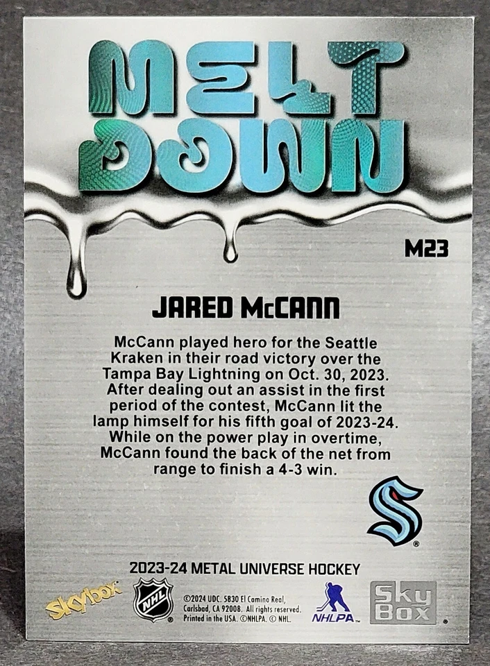 2023-24 SkyBox Metal Universe Meltdown #M23 Jared McCann - Image 2 of 2