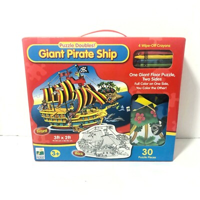 Learning Journey Puzzle Doubles Giant Pirate Ship 30 Pc Floor Puzzle 3' x 2' NEW