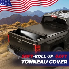 6'6'' FT Bed Roll Up Tonneau Cover Soft For 2014-2025 Chevy Silverado GMC Sierra