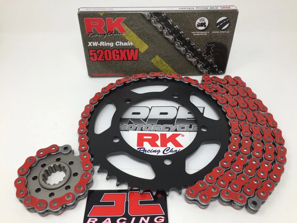 Kit de corrente e rodas dentadas vermelho 2009-15 Suzuki SFV650 Gladius RK GXW520 FABRICANTE DE EQUIPAMENTO ORIGINAL 15/46 - Imagem 4 de 4