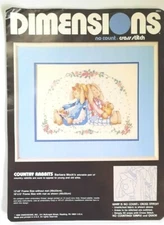 Dimensions No Count Cross Stitch Country Rabbits #3923 1988 12" x 9" Pre-owned