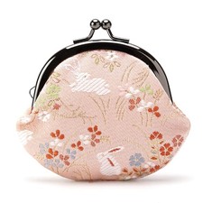 Kyoto Nishijin Weave Gamaguchi Coin Purse Pink Kinran Brocade Made in Japan