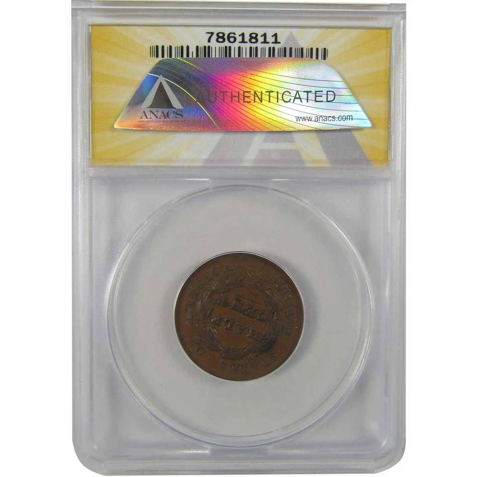 1829 Classic Head Half Cent VF 30 ANACS Copper Penny SKU:CPC0810 - Image 2 of 4