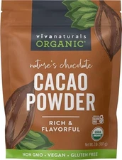 Organic Cacao Powder, Unsweetened, 2 lb ,907 g, Rich Dark Chocolate Flavor.