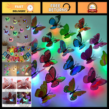 3D Butterfly Wall Decor with LED Lights, Glow-in-the-Dark Stickers, 24 Pcs for B