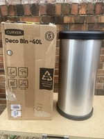 Curver 40L Deco Bin - Silver And Black 
