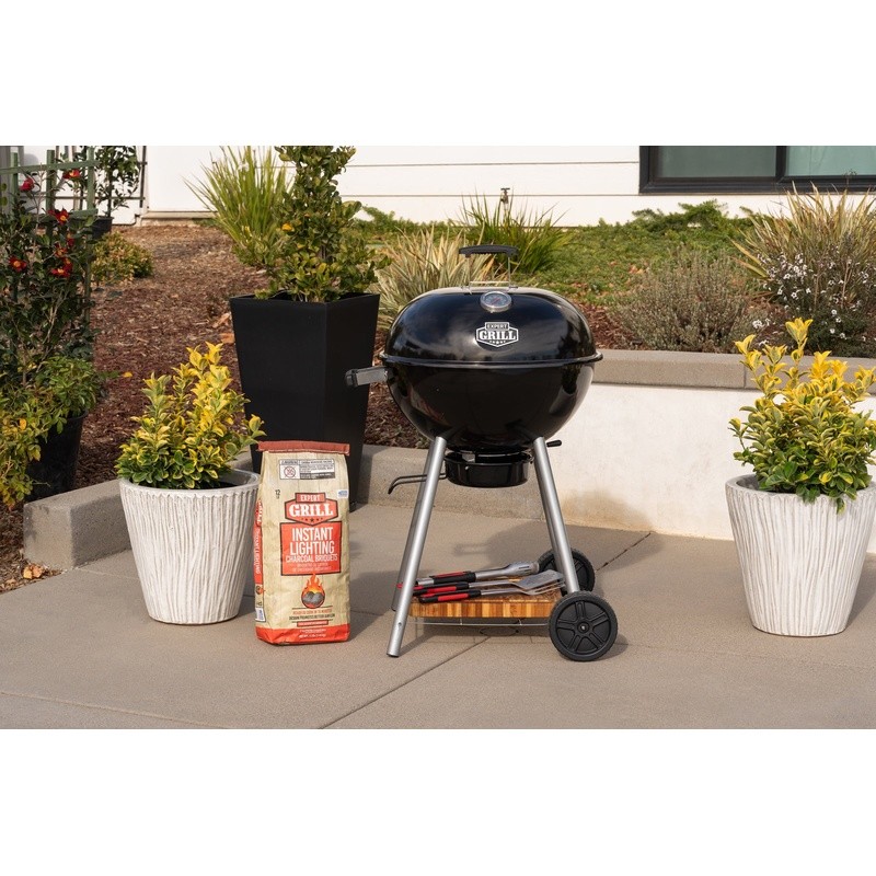 22.5in Charcoal Kettle Grill Outdoor Cooking Ash Catcher Heat Gauge Storage Rack