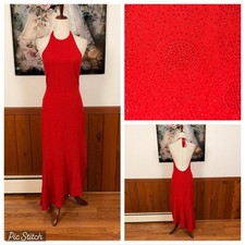 Beautiful Vintage Y2K Gunne Sax Sparkly Red Halter Prom Dress