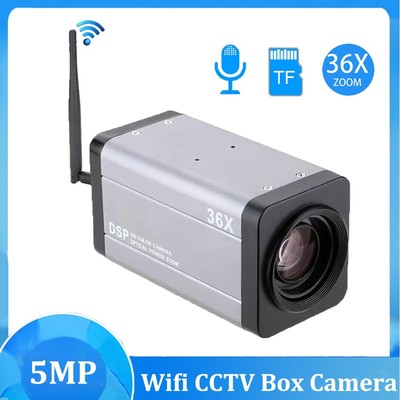 5MP Wifi 36X Optical Zoom Auto Focus CCTV IP Box Camera Built-in Mic Card Slot