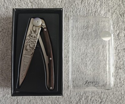Deejo Taschenmesser Wood Titan Biker Tattoo Ebenholz 37g Grenadillholz