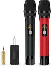 Wireless Microphones, Professional UHF Metal Dual Handheld Cordless Dynamic M...