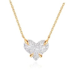 Gold Necklace for Women 14K Gold Plated Simple Chain Cubic Heart CZ Pave