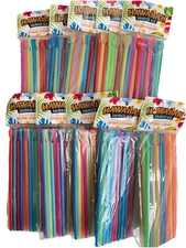 Shaved Ice Spoon Straws 250 Multi-Colored Neon 8 Inch Hawaiian Snow Cone Slushy