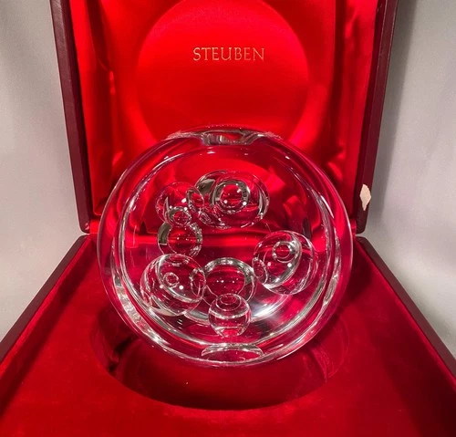 Steuben Circles Exhibition Piece Peter Yenawine Box Stand Paperwork