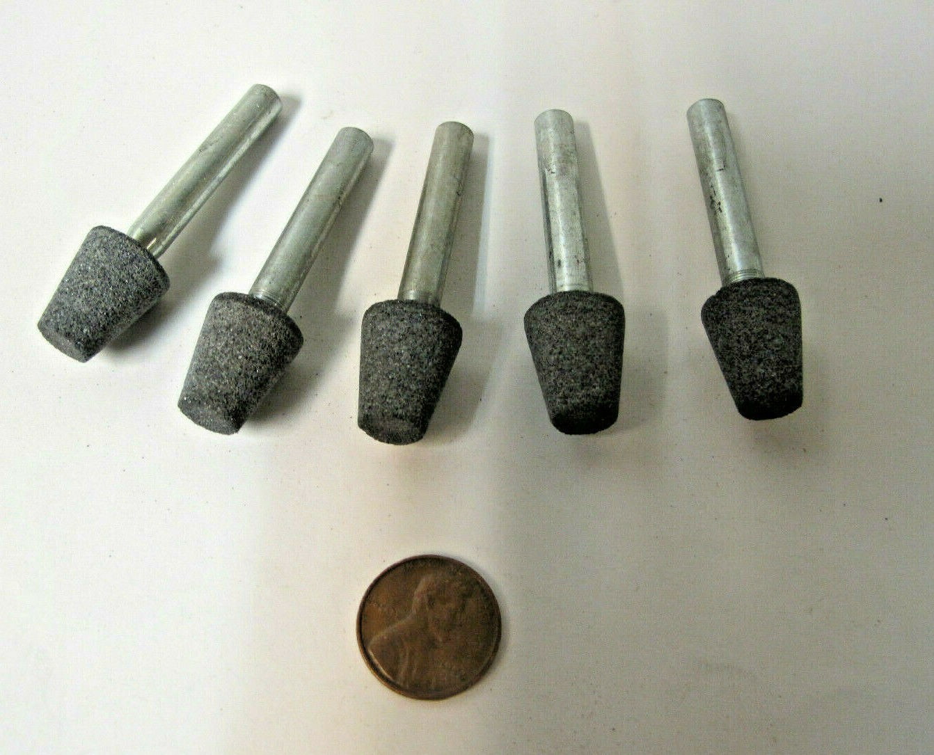 Lot of 5 Flat Cone End Aluminum Oxide Mounted Point Grinding B91, 1/2" x 5/8"