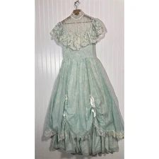 Gunne Sax Jessica McClintock Mint Lace Prairie Dress S Vintage Cottagecore Gown