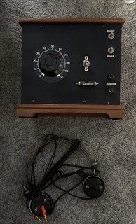 Crystal Radio Receiver Set Vintage BBC Headphones Wires Untested