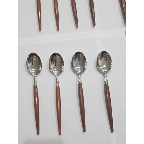 Vintage MCM Dutch Holland Besteckset Teakholz Edelstahl 20 Teile - Bild 2 von 8