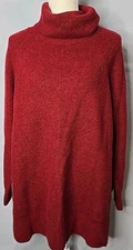 On 34th Plus Size Turtleneck Waffle-Knit Tunic Sweater Color Bright Rhubarb  1X 