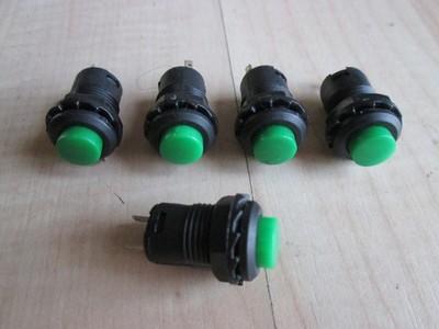 Lot(5) Green Push Button Switch 1/2'' On-Off Latching 3A 125VAC 0.3A 12VDC #E35BE