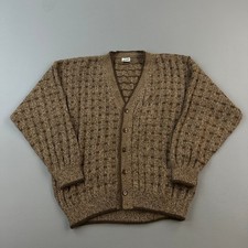 Cárdigan Suéter Vintage Alpaca Para Hombre XL Marrón 100% Lana Alpaca Botón Frontal Perú