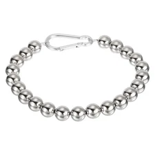 1 Pcs Flag Pole Beaded Retainer Ring, Silver Tone