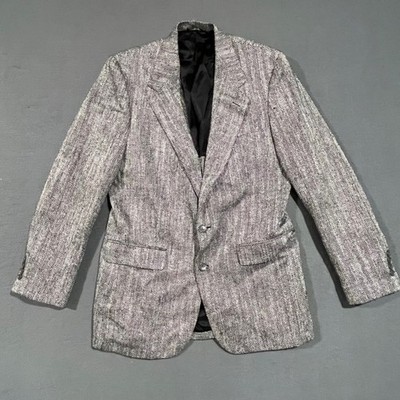 Vintage Coat Tails Continental Herringbone Blazer Gray Mens XL Union Made USA