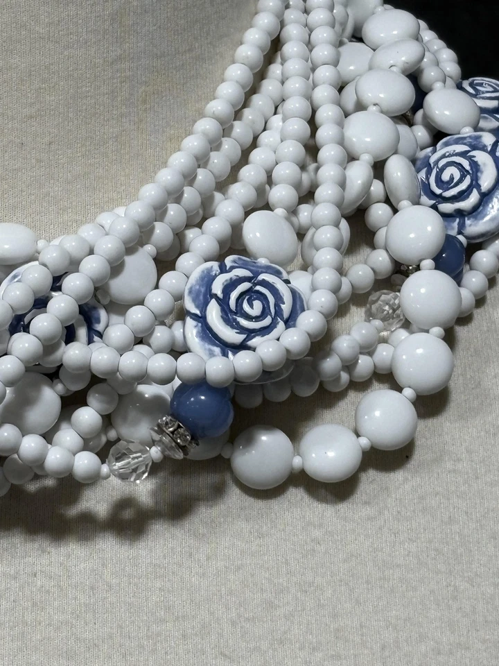 Collar Angela Caputi Giuggiù Multi Hilo Cuentas 18" Hecho en Italia Declaración Foto 2 de 4