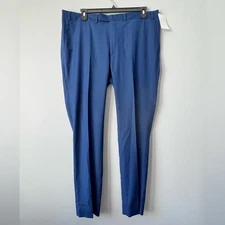 Kenneth Cole Reaction Men's Blue Stretch Slim-Fit Dress Pants Size 46 Reg/ 40W